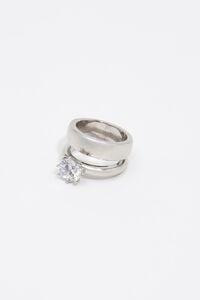 Anillo me&ntilde;ique cristal plateado