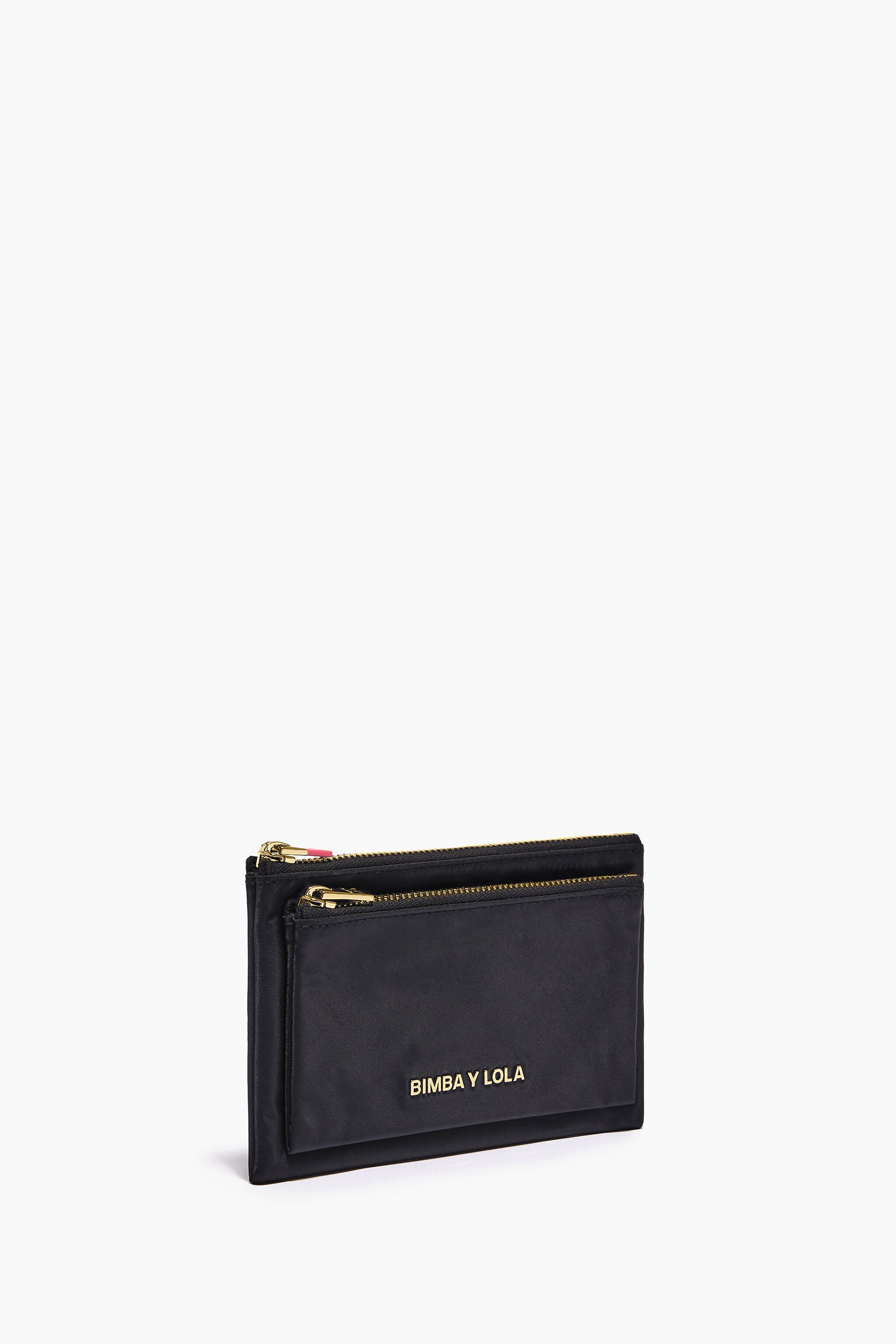 Black nylon double purse