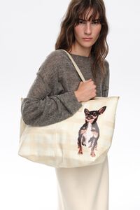 Bolsa shopper grande Tart&aacute;n marfil