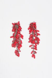 Aretes cadena y abalorios coral