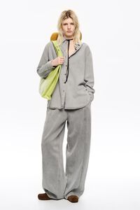 Pantalón denim fluido ancho gris