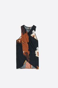 Top cruzado lino Blot negro