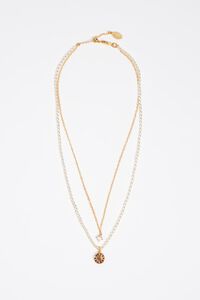 Brown logo crystal chain necklace