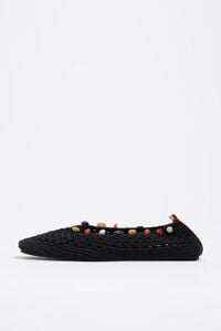 Black crochet ballerina with stones