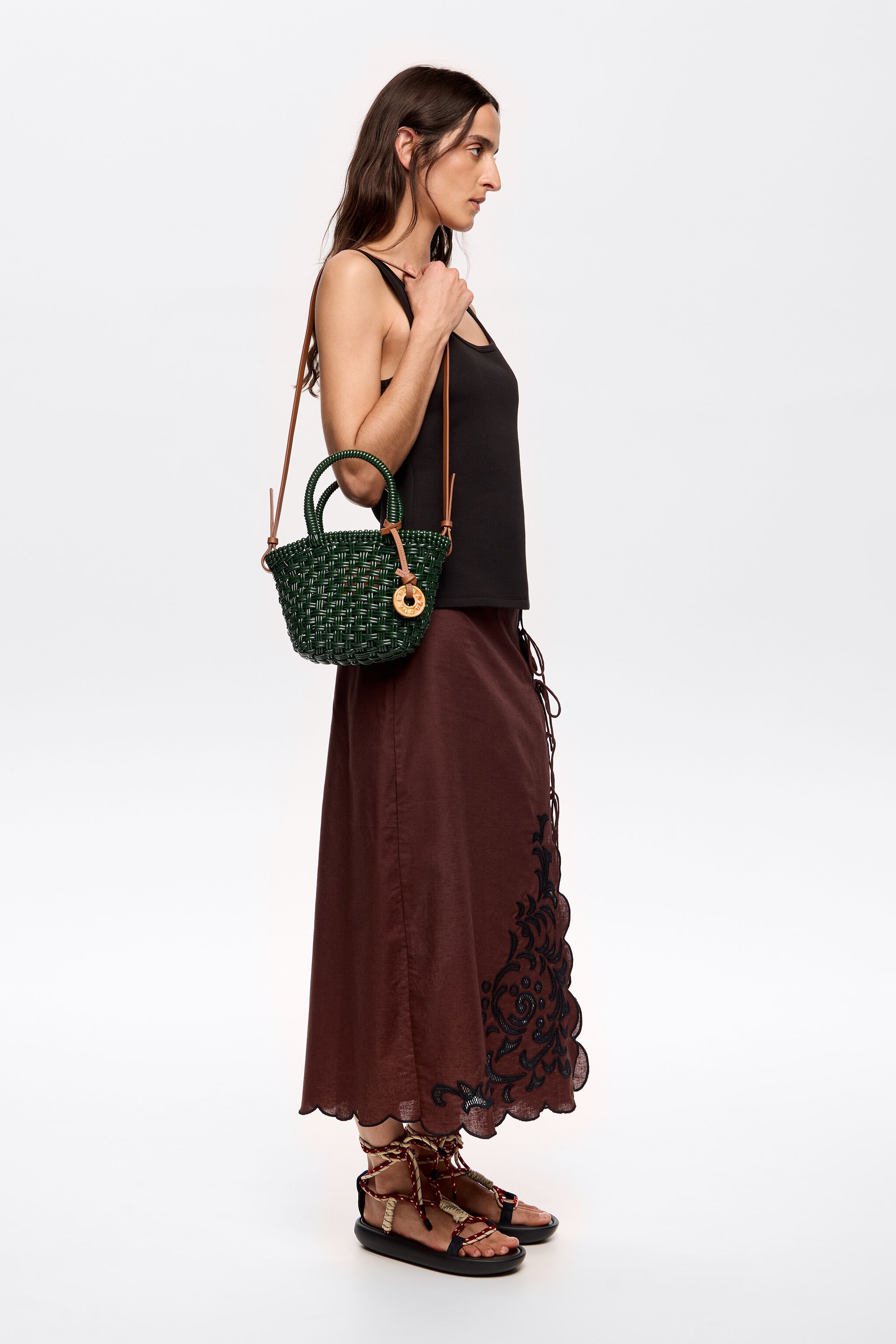 ショルダーバッグ・ポシェット GREEN STUFF Generous loose fit shopper bag 57 pleated black Green plaited shopper bag