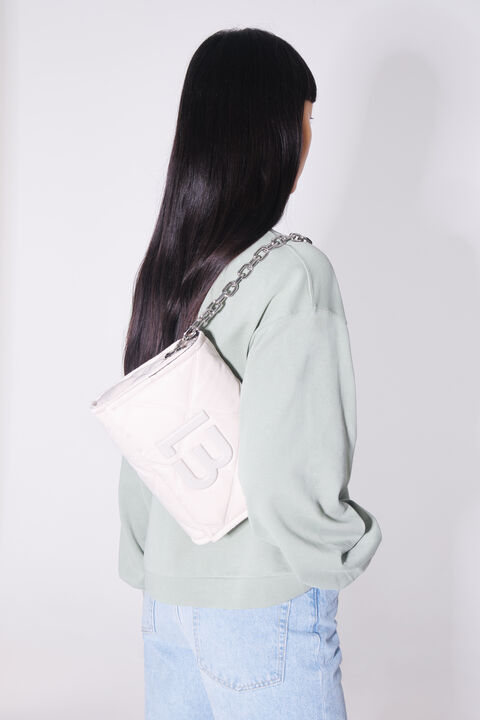 Concesión raqueta Estricto Bolso bandolera M nylon acolchado marfil