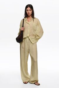 Camisa oversize plisada dots mini oliva