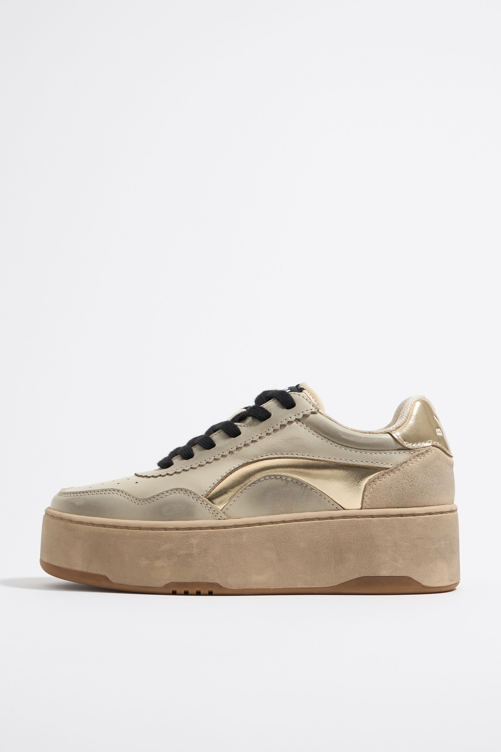 Gold leather 13 57 platform cupsole sneaker
