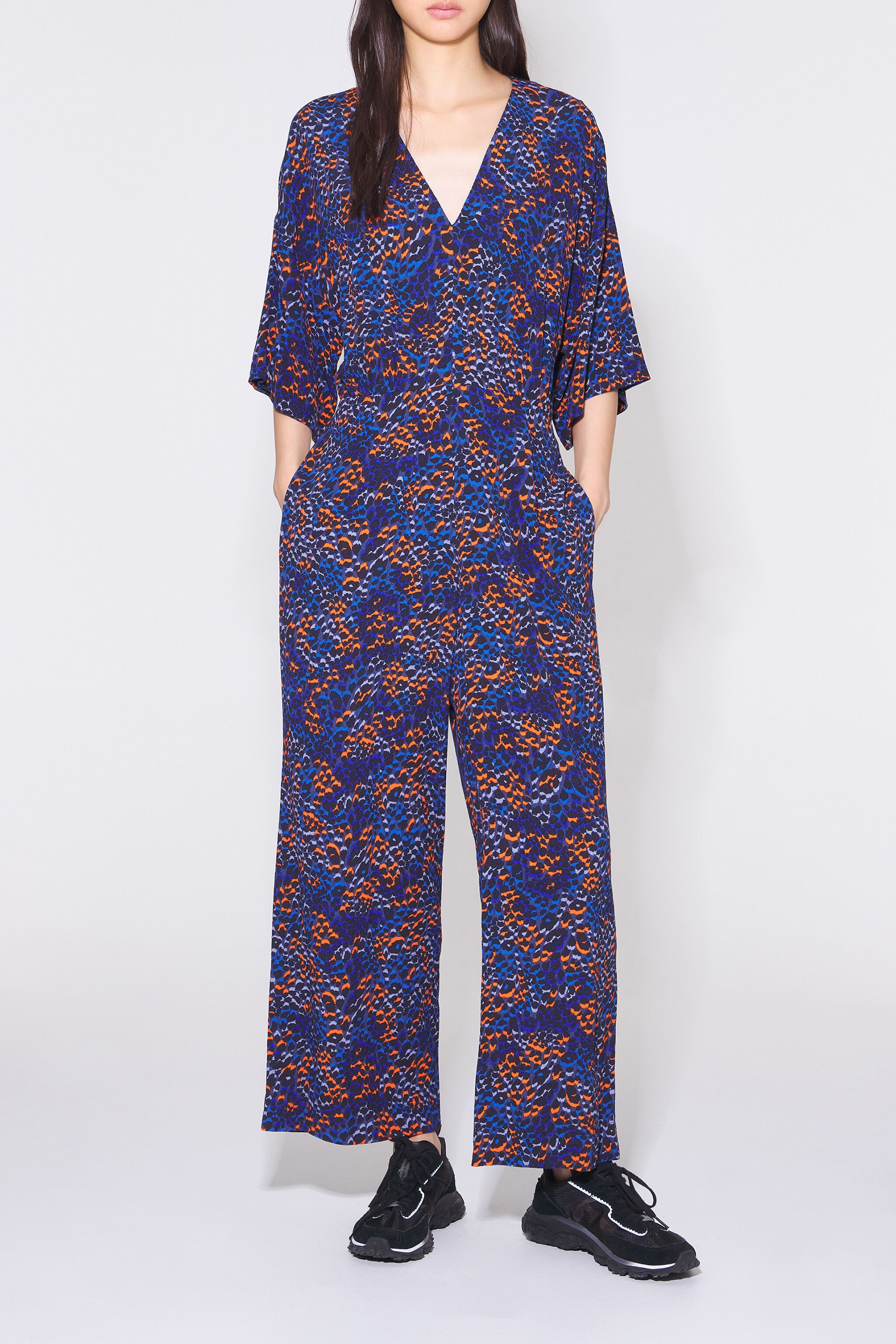 Lilac leopard print flowing jumpsuit