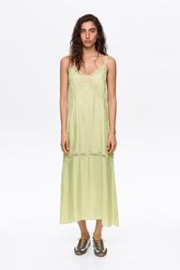 Lime lace-trim slip dress