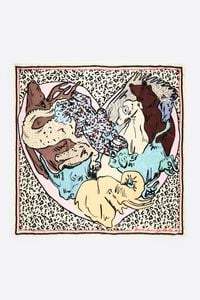 Pa&ntilde;uelo coraz&oacute;n animales blanco hueso