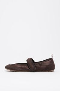 Chocolate suede and satin sporty ballerina
