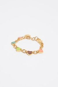 Pulsera cadena dorada con logos coraz&oacute;n