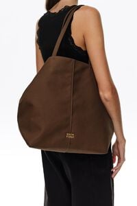 Bolsa shopper maxi algod&oacute;n caqui oscuro