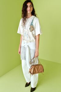 BARREL- Pantal&oacute;n denim barrel 5 bolsillos blanco