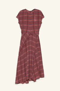 Vestido fluido con vuelo cuadros granate