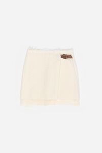 Off-white wool wrap mini skirt