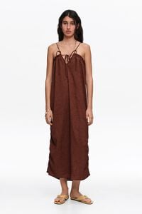 Brown midi dress with adjustable straps