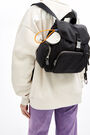 Black nylon flap backpack Black nylon flap backpack