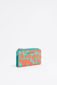 Cartera compacta print Leopard turquesa