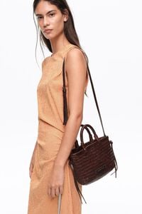 Bolsa mini trenzada piel nuez