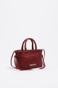 Dark red plaited leather mini bag