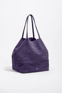 Bolsa shopper grande piel grabado cocodrilo morado