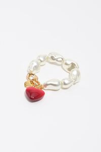 Pearls and red heart bracelet
