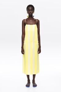 Vestido recto lino stripes lima