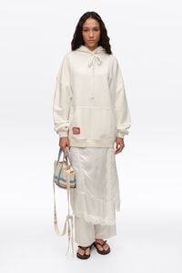 Sudadera capucha oversize bordado blanca