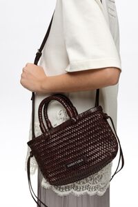 Bolsa mini trenzada piel nuez