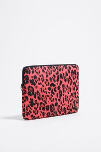 Funda de laptop 13,5" nylon print leopard rosa eléctrico