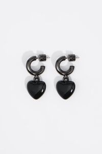 Aretes aro coraz&oacute;n negro