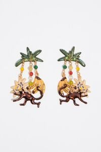 Aretes monos y pl&aacute;tanos dorados