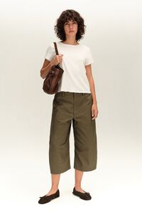 Pantal&oacute;n tobillero algod&oacute;n caqui caf&eacute;