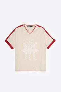 Camiseta escote V logo Dancers marfil
