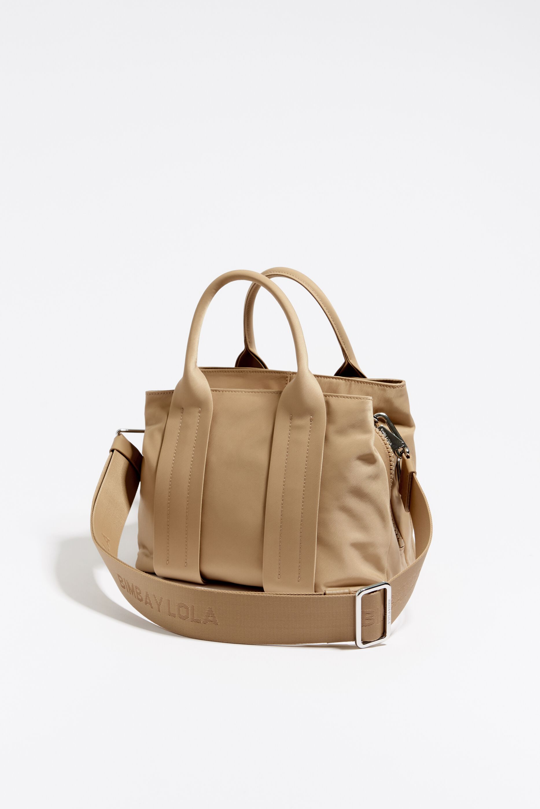 S tan nylon tote bag