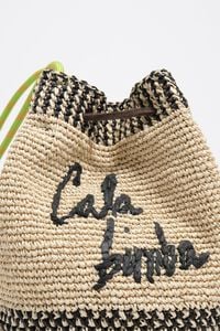 Bolsa bucket trenzada mediana rafia natural