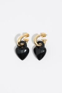 Aretes aro corazón candado negro Aretes aro corazón candado negro