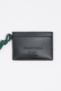 Black leather Fr&iacute;o Peludo card holder