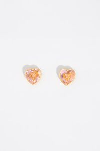 Pink crystal heart earrings
