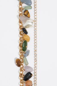 Pulsera multipiedras cristales cadena acabados met&aacute;licos dorados envejecidos