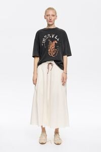 White A-line midi skirt