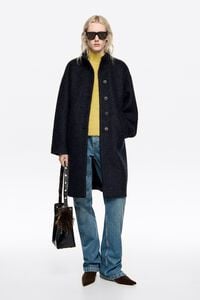 Abrigo lana bouclé midi azul marino