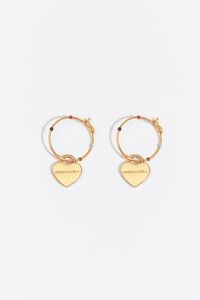 Aretes aro mediano esmalte coraz&oacute;n logo multicolor