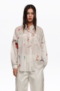 Camisa oversize algod&oacute;n seabed hueso