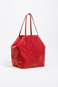 Bolsa shopper grande piel grabado cocodrilo roja