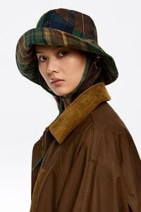 Checked patchwork cotton bucket hat