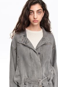 Chamarra denim fluida gris lavado