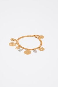Double chain two-tone metal silhouette bracelet